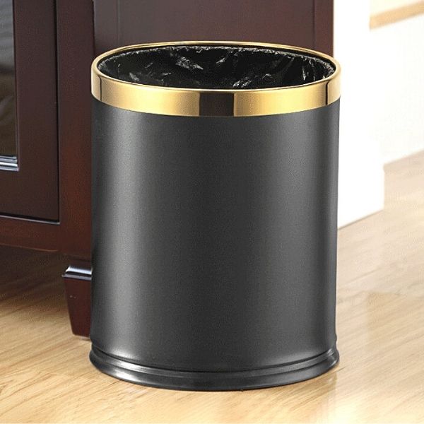 Thùng rác thép phun sơn viền inox Ø225