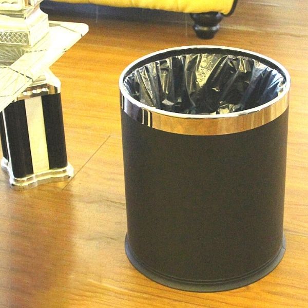 Thùng rác thép phun sơn viền inox Ø225