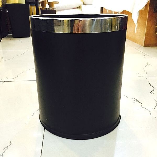 Thùng rác thép phun sơn viền inox Ø225