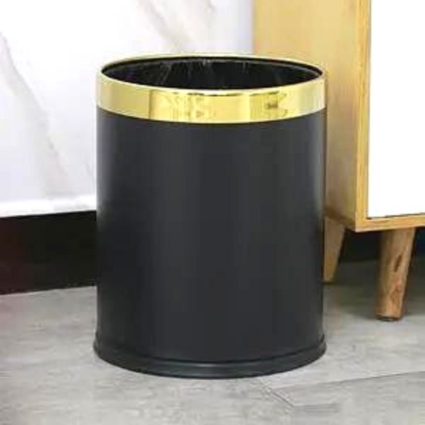 Thùng rác thép phun sơn viền inox Ø225