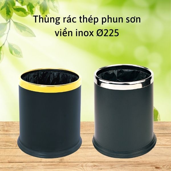 Mẫu thùng rác thép phun sơn viền inox thương hiệu Paloca đang được ưa chuộng hiện nay