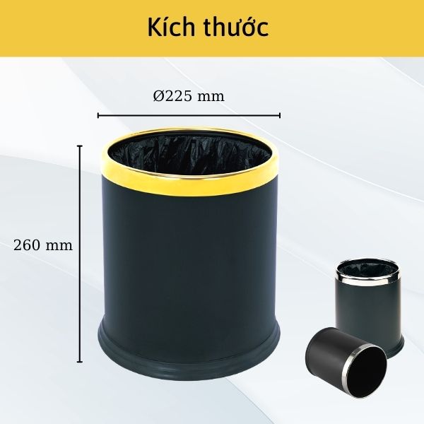 Kích thước thùng rác thép viền inox