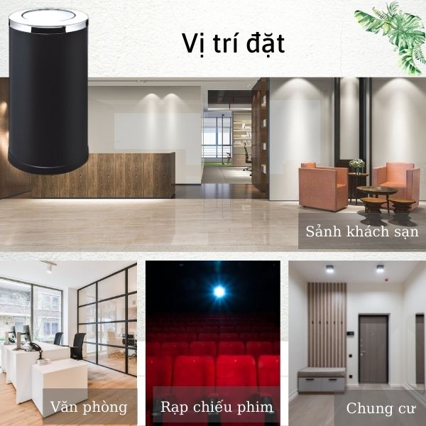 Vị trí sử dụng thùng đựng rác tròn nắp lật phi 250