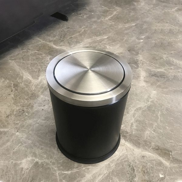 Thùng rác thép sơn tĩnh điện nắp lật Ø250