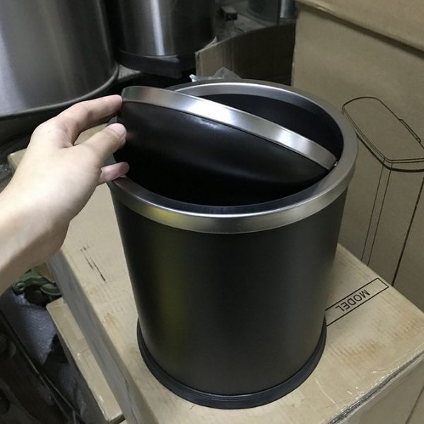 Thùng rác thép sơn tĩnh điện nắp lật Ø250