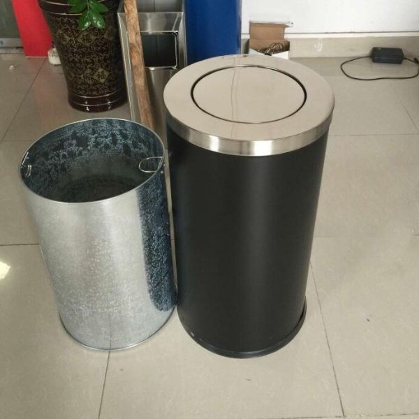 Thùng rác thép sơn tĩnh điện nắp lật Ø250