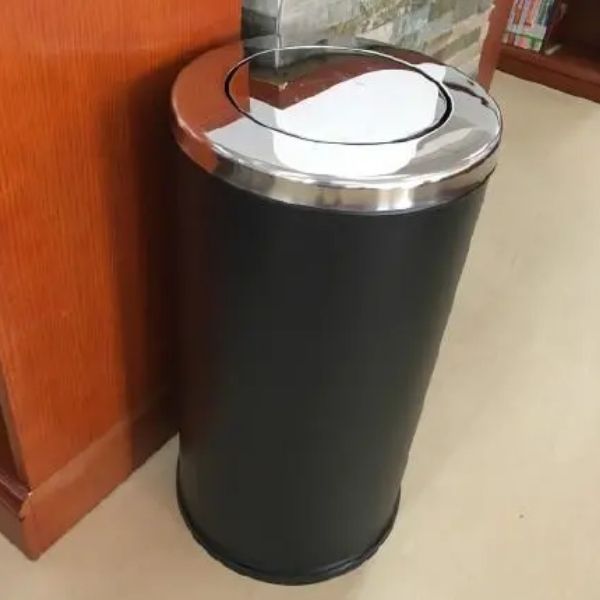 Thùng rác thép sơn tĩnh điện nắp lật Ø250