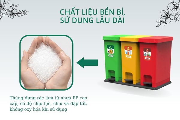 Thùng rác ấn tượng với chất liệu cao cấp, bền đẹp