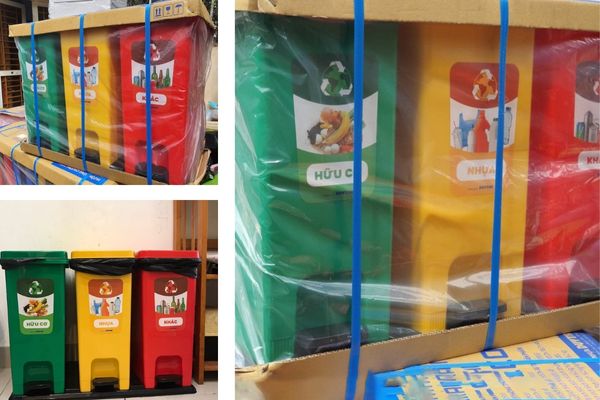 Bàn giao thùng rác nhựa Eco Duy Tân đến tận nơi cho quý khách hàng