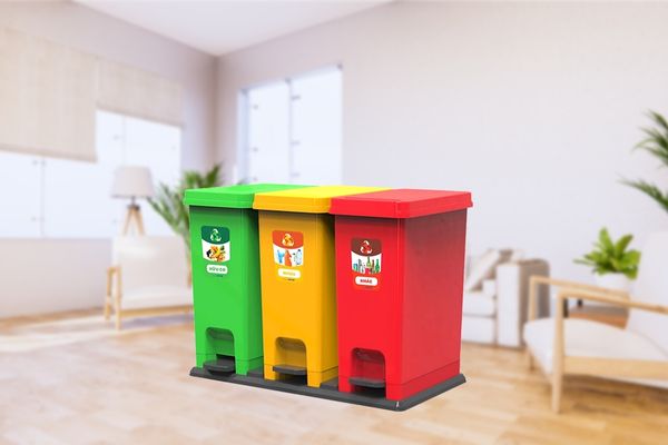 Thùng đựng rác 3 màu Eco phân loại rác tiện dụng