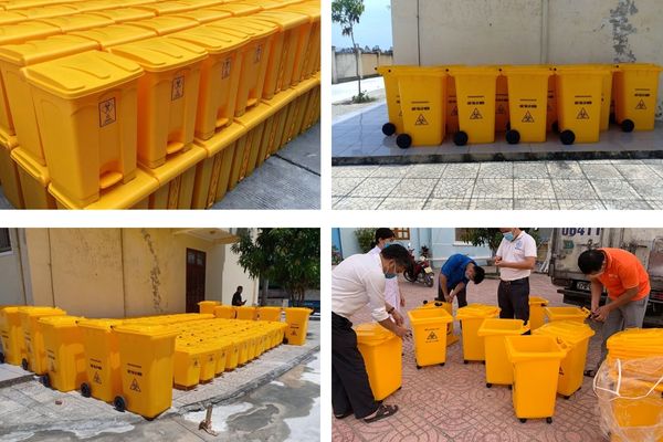 Bàn giao thùng rác y tế với nhiều kiểu dáng và kích thước khác nhau