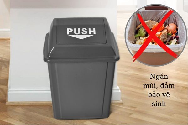 Thùng rác nắp kín ngăn mùi, tránh tràn rác ra ngoài