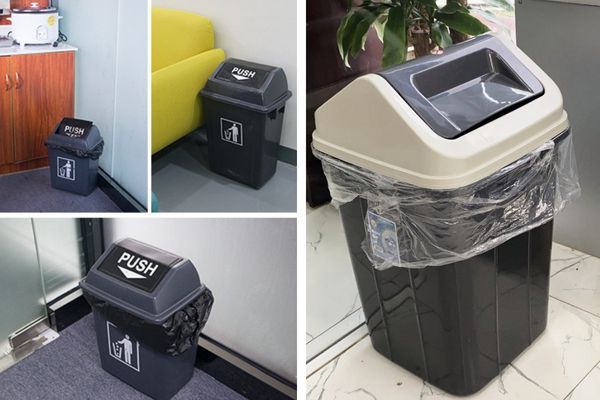 Thùng rác nắp kín sử dụng cho nhiều không gian