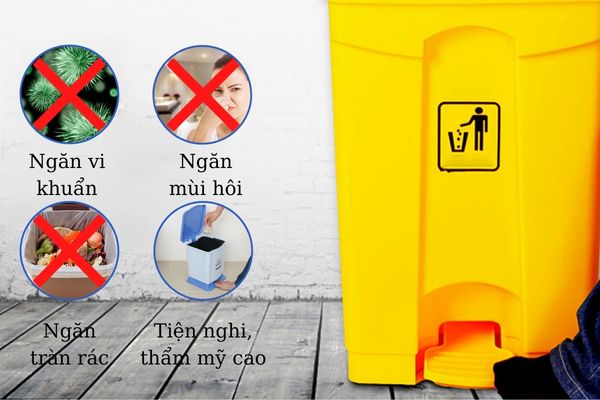 Thùng đựng rác đạp chân với nhiều ưu điểm vượt trội