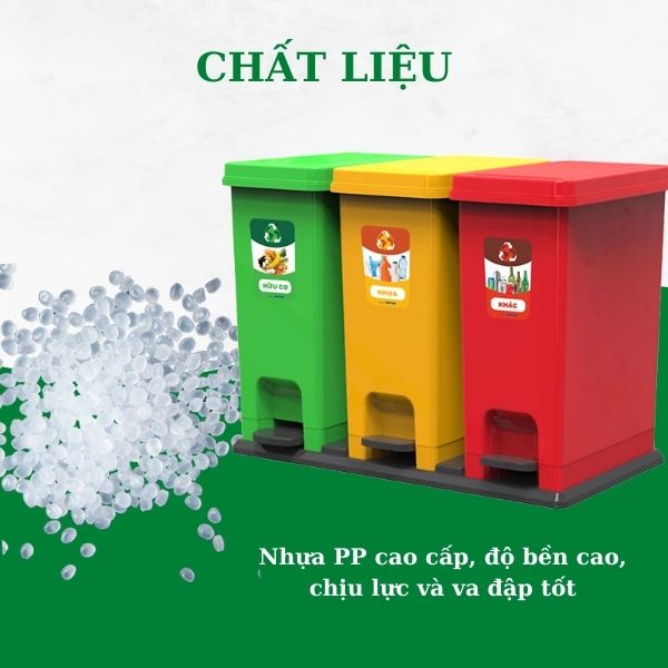 Thùng đựng rác Duy Tân 3 ngăn chất liệu nhựa PP cao cấp