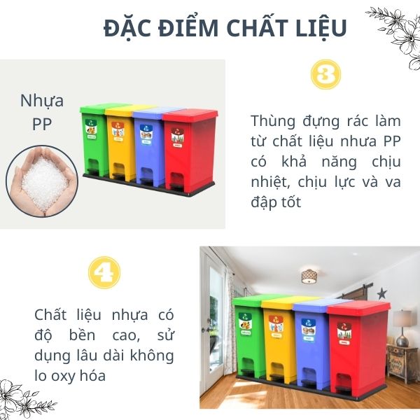 Chất liệu thùng rác Eco Duy Tân bền đẹp, chịu va đập tốt