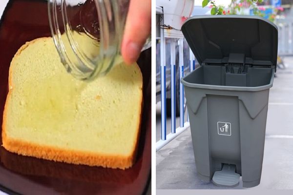 Sử dụng giấm với bánh mì để khử hôi thùng rác