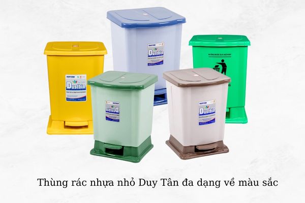 Thùng rác màu sắc đa dạng, phù hợp với nhiều không gian đặt