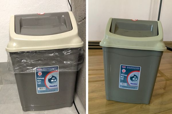 Hình thực tế thùng rác nhựa 60L nắp lật