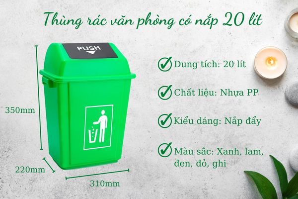 Thông số thùng rác có nắp 20 lít