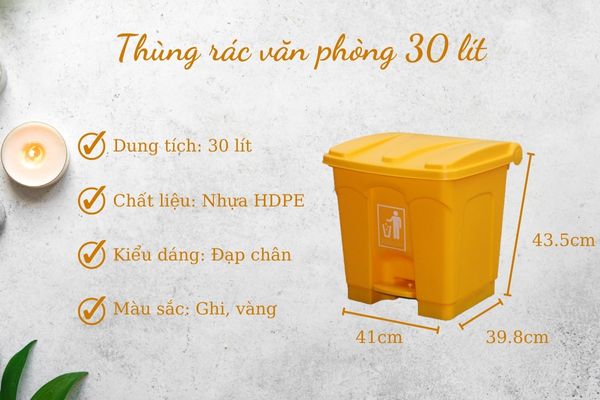 Thông số thùng rác đạp chân 30 lít