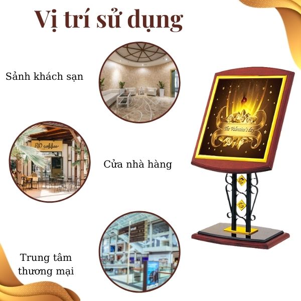 Một số vị trí sử dụng bảng chào bằng gỗ