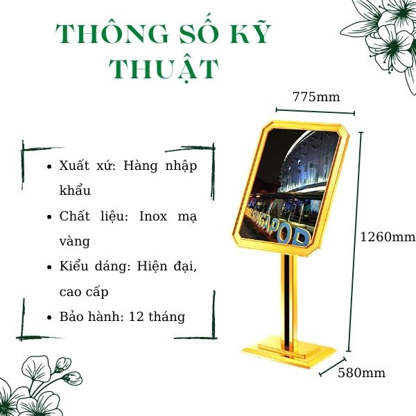 Thông số kỹ thuật bảng chào nhà hàng