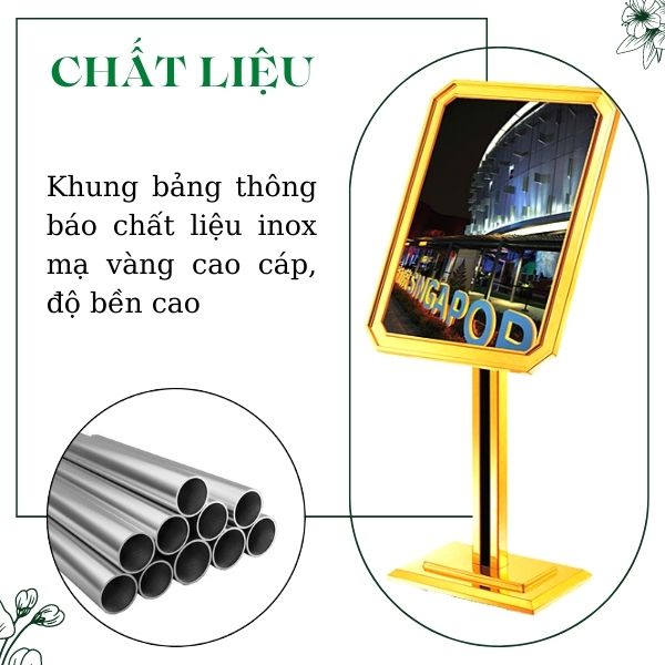 Bảng chào nhà hàng làm từ inox mạ vàng cao cấp, chất lượng