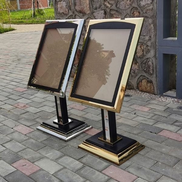 Biển menu nhà hàng inox vàng