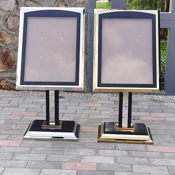 Biển menu nhà hàng inox vàng