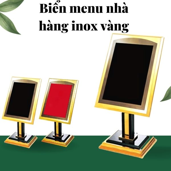 Mẫu bảng để menu inox mạ vàng cao cấp ưa chuộng tại các nhà hàng, khách sạn hiện nay