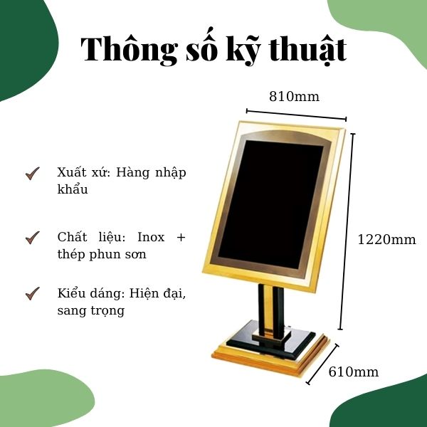 Thông số chi tiết bảng chào nhà hàng