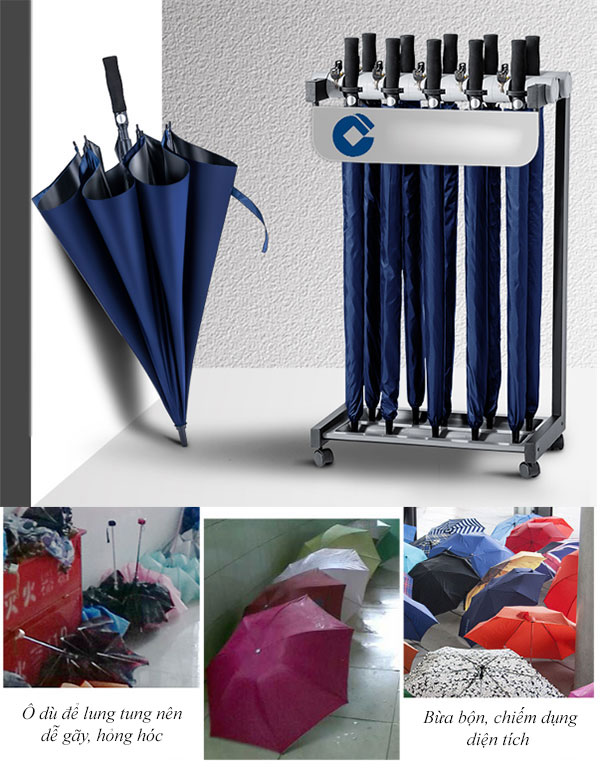 Ô dù được cất trữ ngăn nắp mà ít hỏng hóc nhất