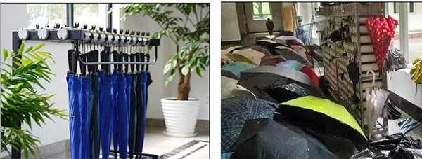 Sử dụng giá treo, không còn tình trạng ô dù để lung tung