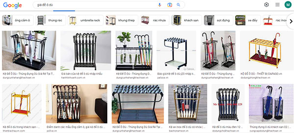 Chỉ cần tìm kiếm một chút bạn có ngay các hình ảnh, mẫu mã kệ để ô dù