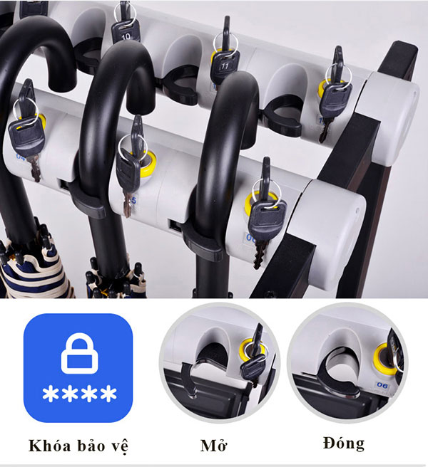 Tính năng khóa an toàn của kệ treo dù có khóa