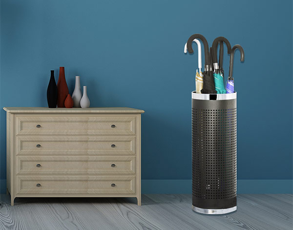 Ống đựng ô dù thân thép phun sơn viền inox