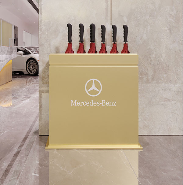 Giá treo ô dùng tại sảnh tòa nhà - kệ để ô dù inox mạ vàng đẹp