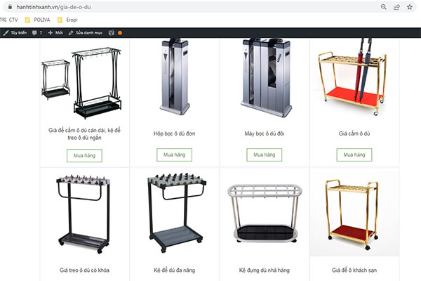 Website bán giá để ô của Hành Tinh Xanh