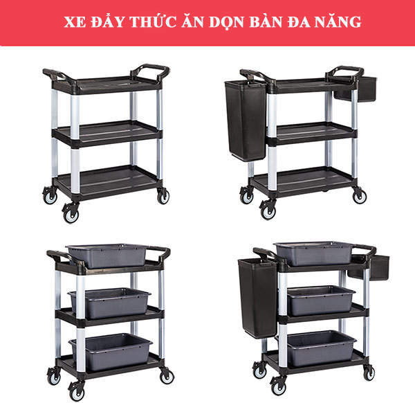Chân dung xe đẩy đồ ăn kiêm dọn bàn đa năng