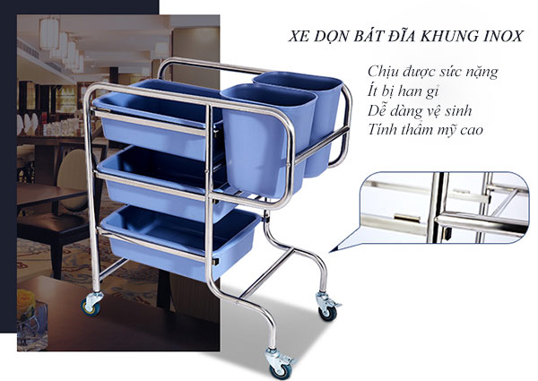Nên dùng xe thu gom bát đĩa khung inox