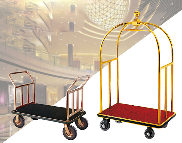 Xe đẩy hành lý bằng inox mạ vàng được ưa chuộng