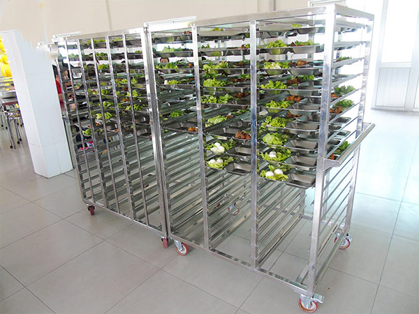 Mẫu xe đẩy suất ăn công nghiệp thiết kế với kích thước riêng