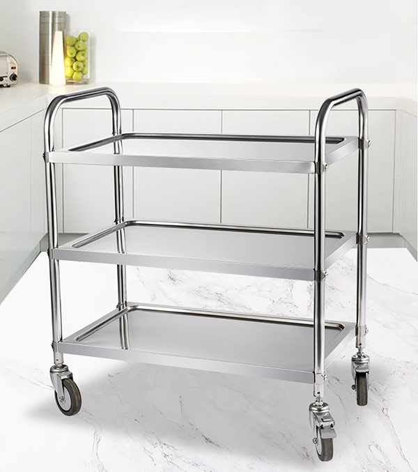 Thiết kế xe đẩy đồ ăn công nghiệp đơn giản tập trung vào công năng đựng đồ