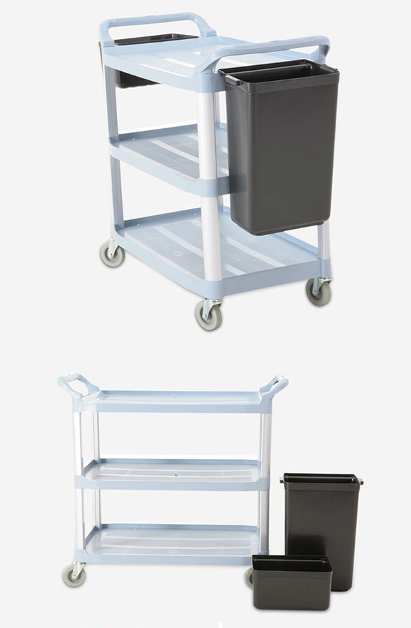 Lắp khay và xô nhựa lên để dọn bàn ăn