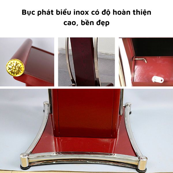 Bục phát biểu inox có chất liệu đẹp, độ hoàn thiện cao