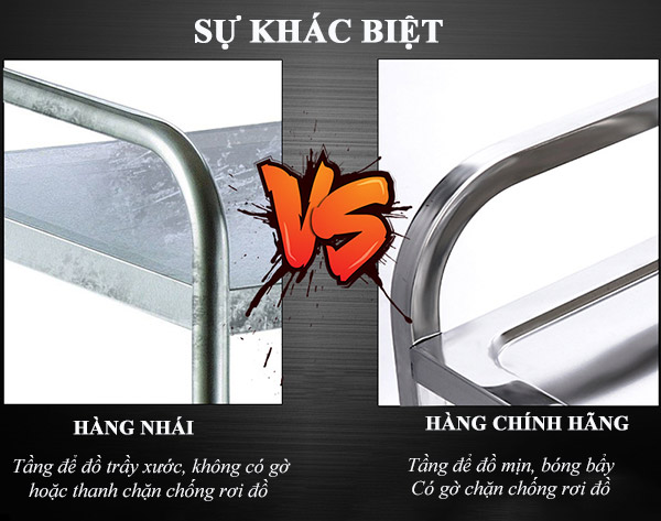 Nhận biết sự khác biệt của xe đẩy đồ ăn hàng chính hãng với hàng nhái