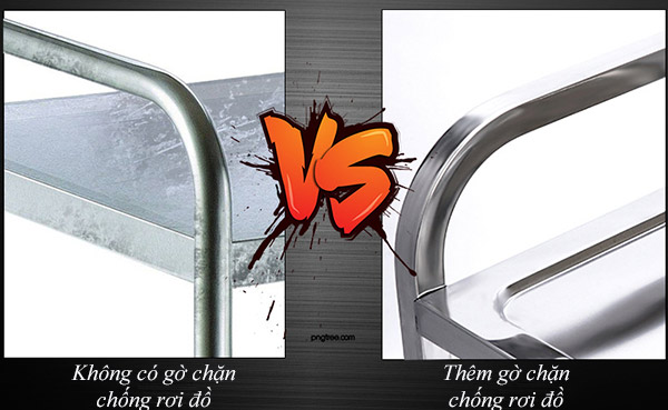 Thiết kế thêm gờ, thanh chặn rơi đồ