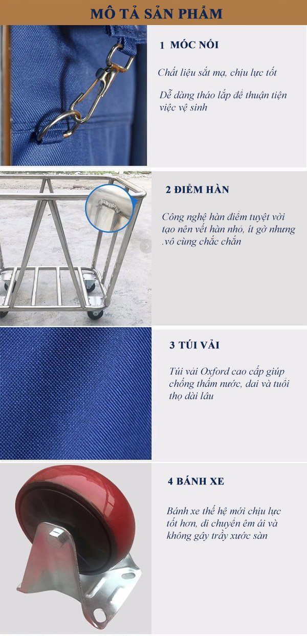 Các đặc điểm của xe vận chuyển đồ vải bẩn