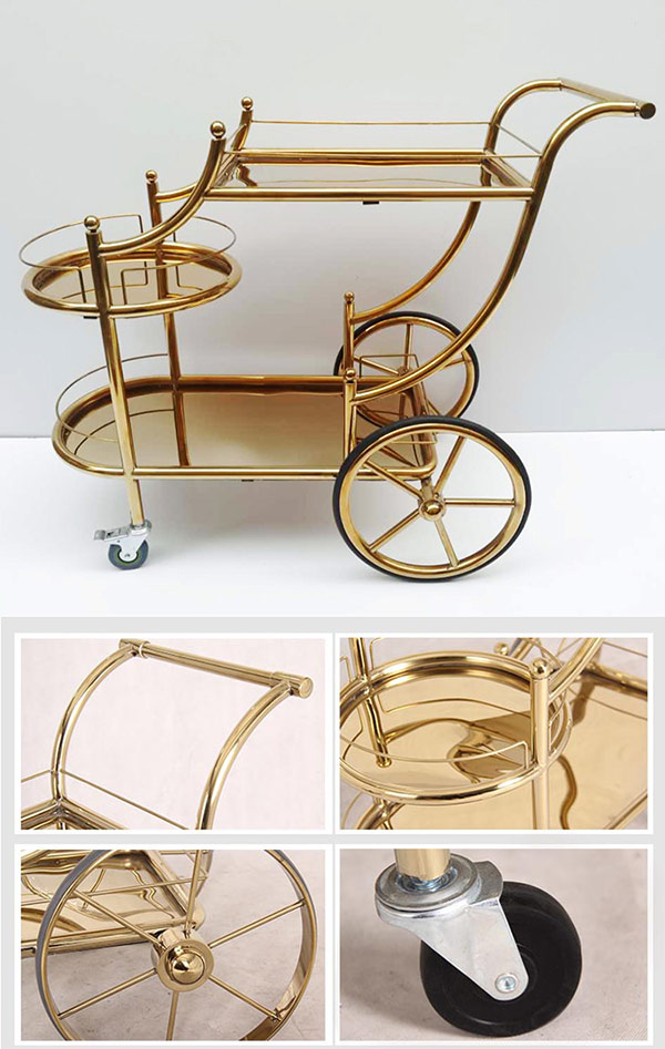 Mẫu xe đẩy inox mạ vàng có tay đẩy bán chạy tại Hành Tinh Xanh
